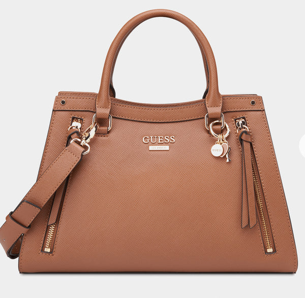 Women's Guess Brown Wrenley Satchel Bag